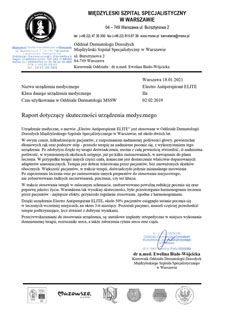 Raport dotyczący skuteczności urządzenia medycznego (Electro Antiperspirant® ELITE)